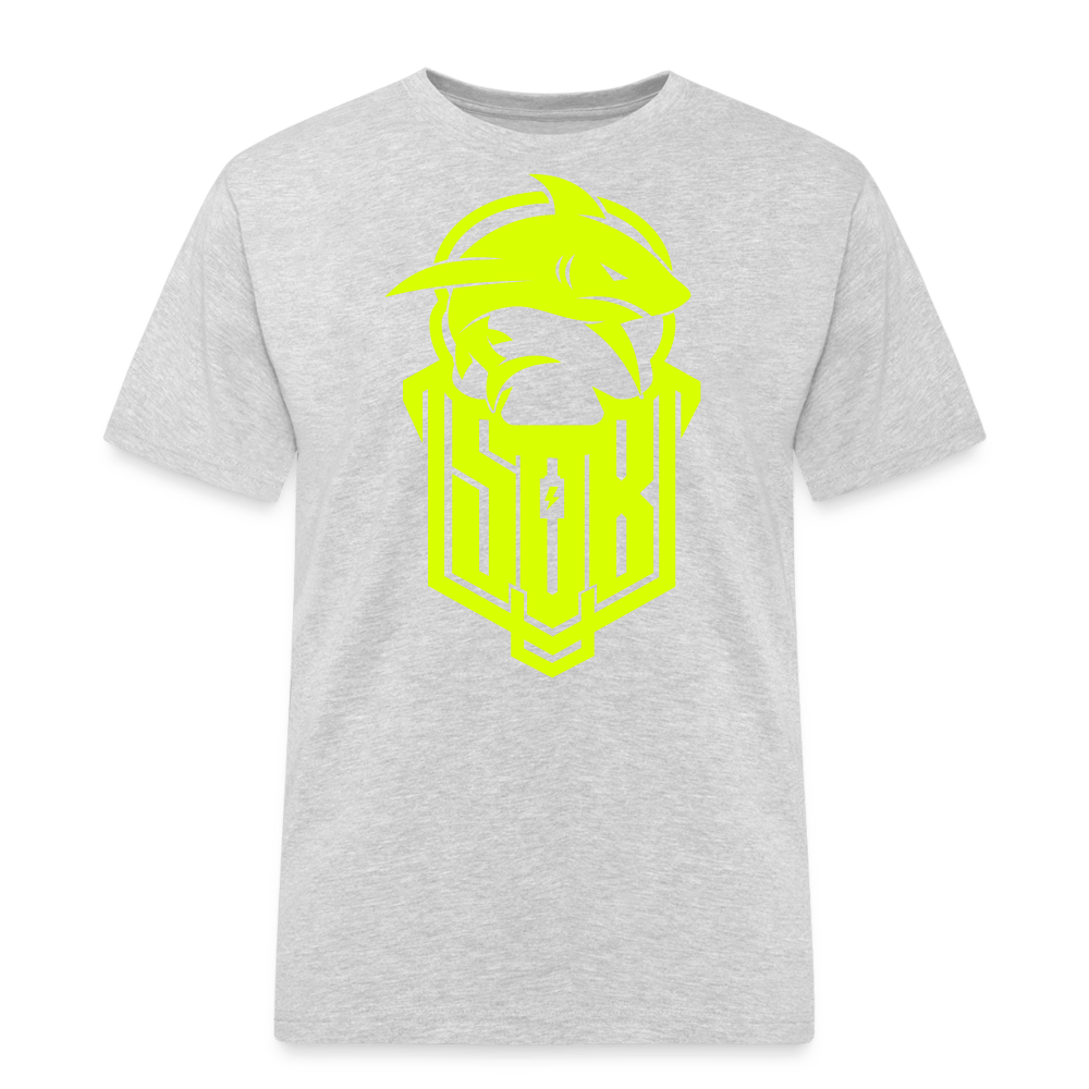 SPOD Männer Workwear T-Shirt Grau meliert / S Hai Bike - Neongelb - Workwear T-Shirt E-Bike-Community