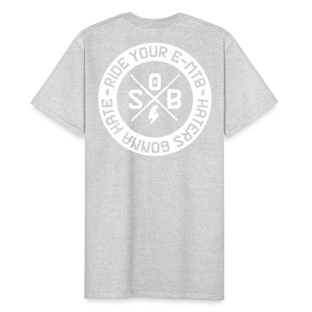SPOD Männer Workwear T-Shirt Grau meliert / S Haters gonna Hate 25 - Männer Russell Athletic Shirt E-Bike-Community