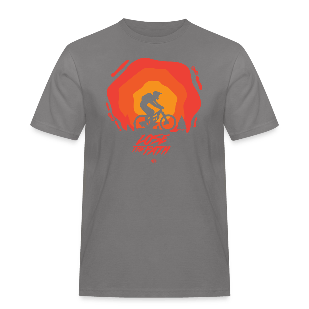 SPOD Männer Workwear T-Shirt Grau / S LOSE THE PATH - CREATE YOUR OWN ADVENTURE - Russell Athletic Shirt E-Bike-Community