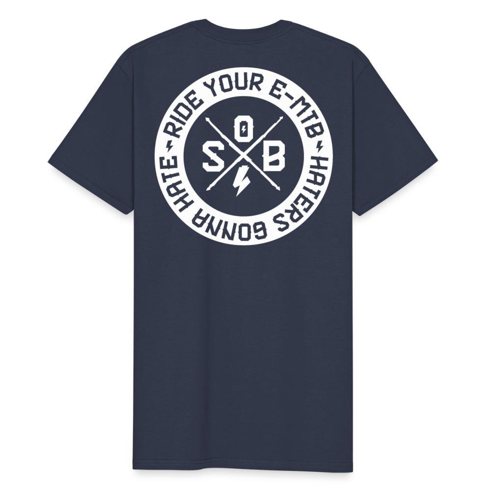 SPOD Männer Workwear T-Shirt Navy / S Haters gonna Hate 25 - Männer Russell Athletic Shirt E-Bike-Community