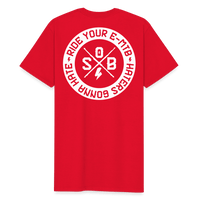 SPOD Männer Workwear T-Shirt Rot / S Haters gonna Hate 25 - Männer Russell Athletic Shirt E-Bike-Community