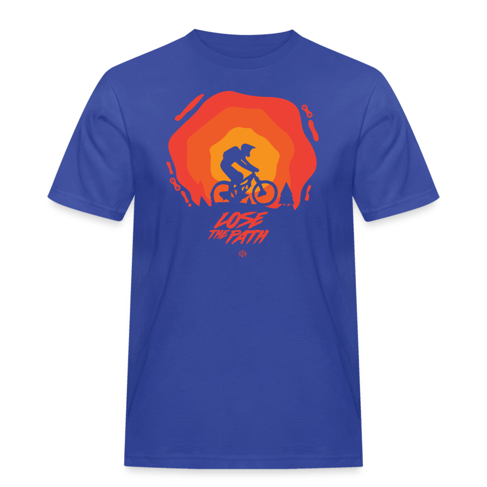 SPOD Männer Workwear T-Shirt Royalblau / S LOSE THE PATH - CREATE YOUR OWN ADVENTURE - Russell Athletic Shirt E-Bike-Community
