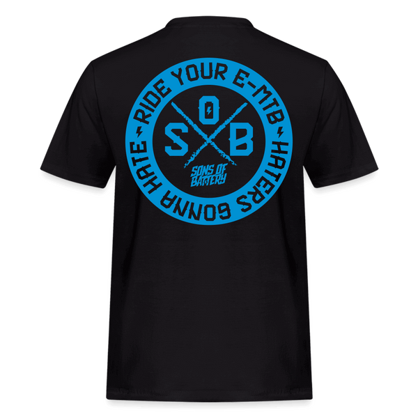 SPOD Männer Workwear T-Shirt Schwarz / S Blue Line - Haters - Russell Athletics E-Bike-Community