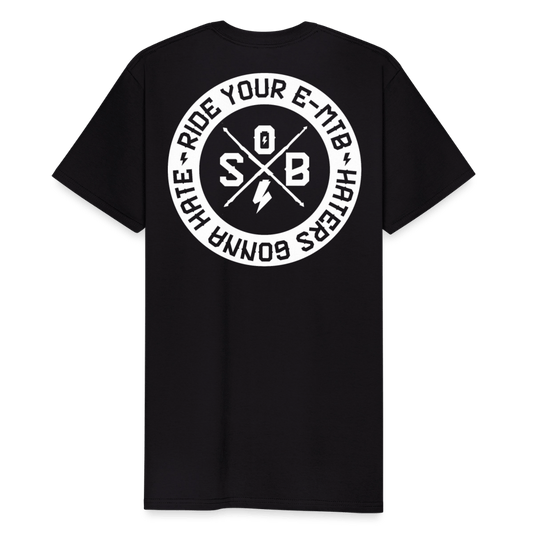 SPOD Männer Workwear T-Shirt Schwarz / S Haters gonna Hate 25 - Männer Russell Athletic Shirt E-Bike-Community