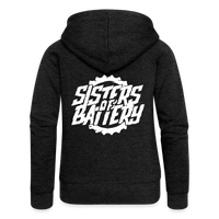 Spreadconnect Frauen Premium Kapuzenjacke Anthrazit / S Sisters of Battery - Frauen Premium Kapuzenjacke E-Bike-Community