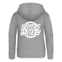 Spreadconnect Frauen Premium Kapuzenjacke Grau meliert / S Sisters of Battery - Frauen Premium Kapuzenjacke E-Bike-Community