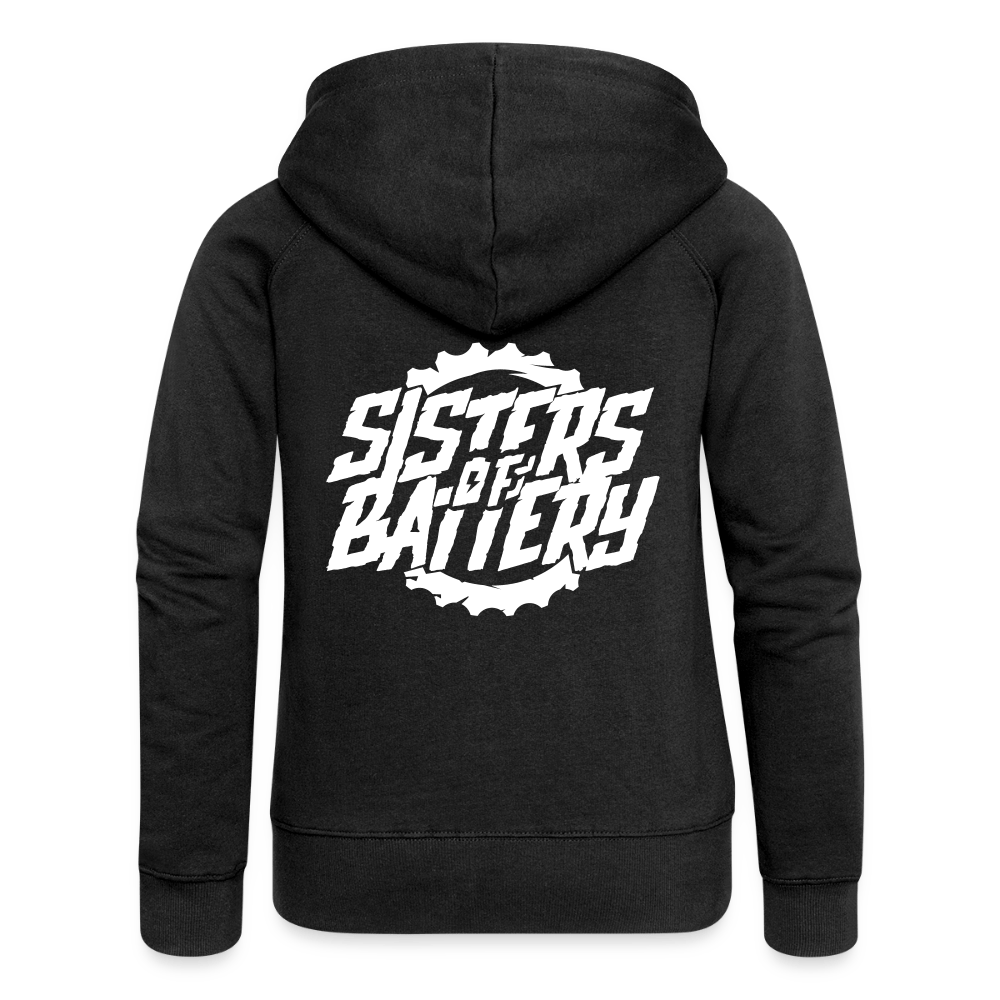 Spreadconnect Frauen Premium Kapuzenjacke Schwarz / S Sisters of Battery - Frauen Premium Kapuzenjacke E-Bike-Community