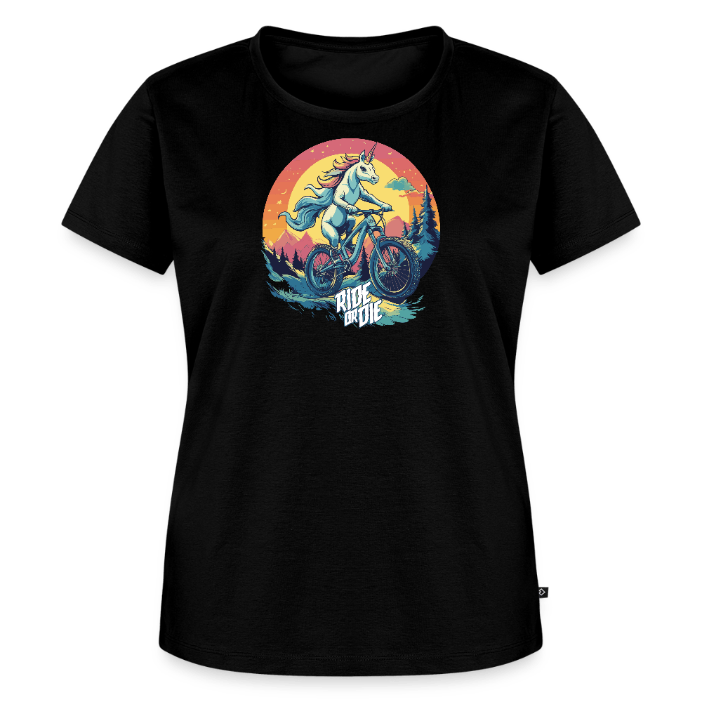 Spreadconnect Frauen Premium T-Shirt Schwarz / S Ride or Die Einhorn  Mountainbike - Frauen Premium T-Shirt E-Bike-Community