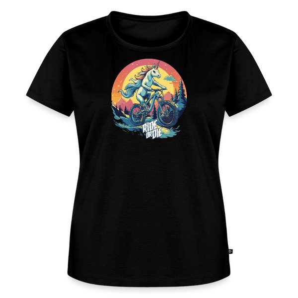 Spreadconnect Frauen Premium T-Shirt Schwarz / S Ride or Die Einhorn  Mountainbike - Frauen Premium T-Shirt E-Bike-Community