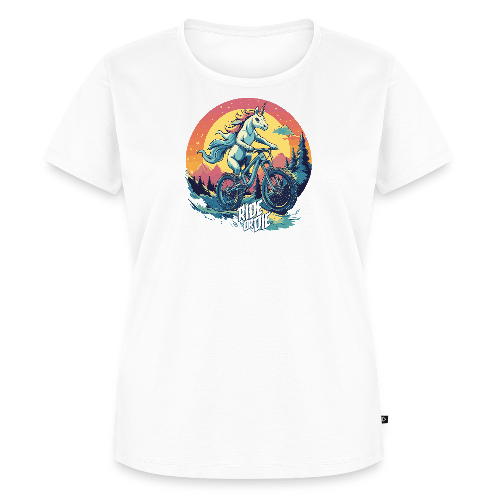 Spreadconnect Frauen Premium T-Shirt Weiß / S Ride or Die Einhorn  Mountainbike - Frauen Premium T-Shirt E-Bike-Community