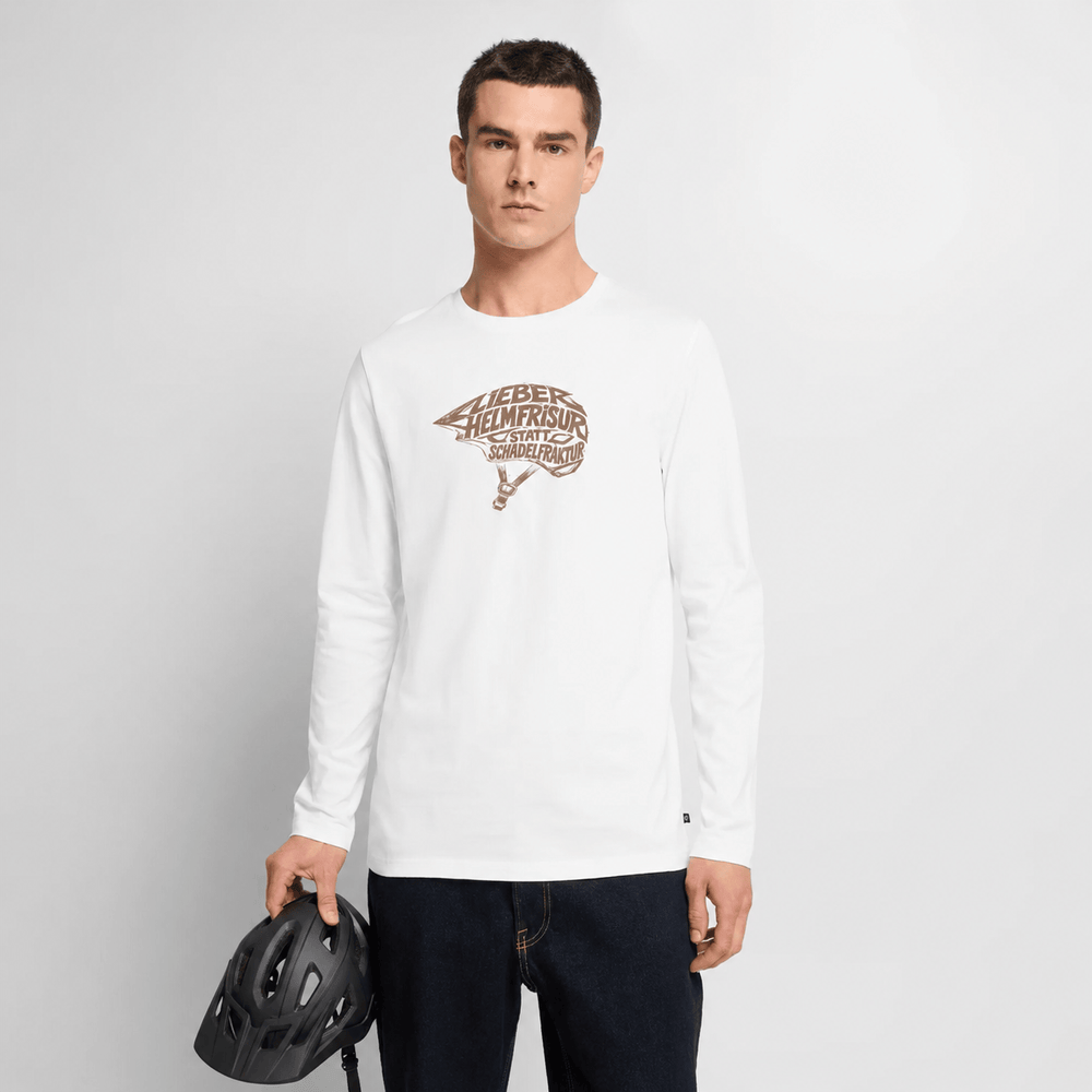 Lieber Helmfrisur statt Schädelfraktur - Männer Premium Bio Langarmshirt