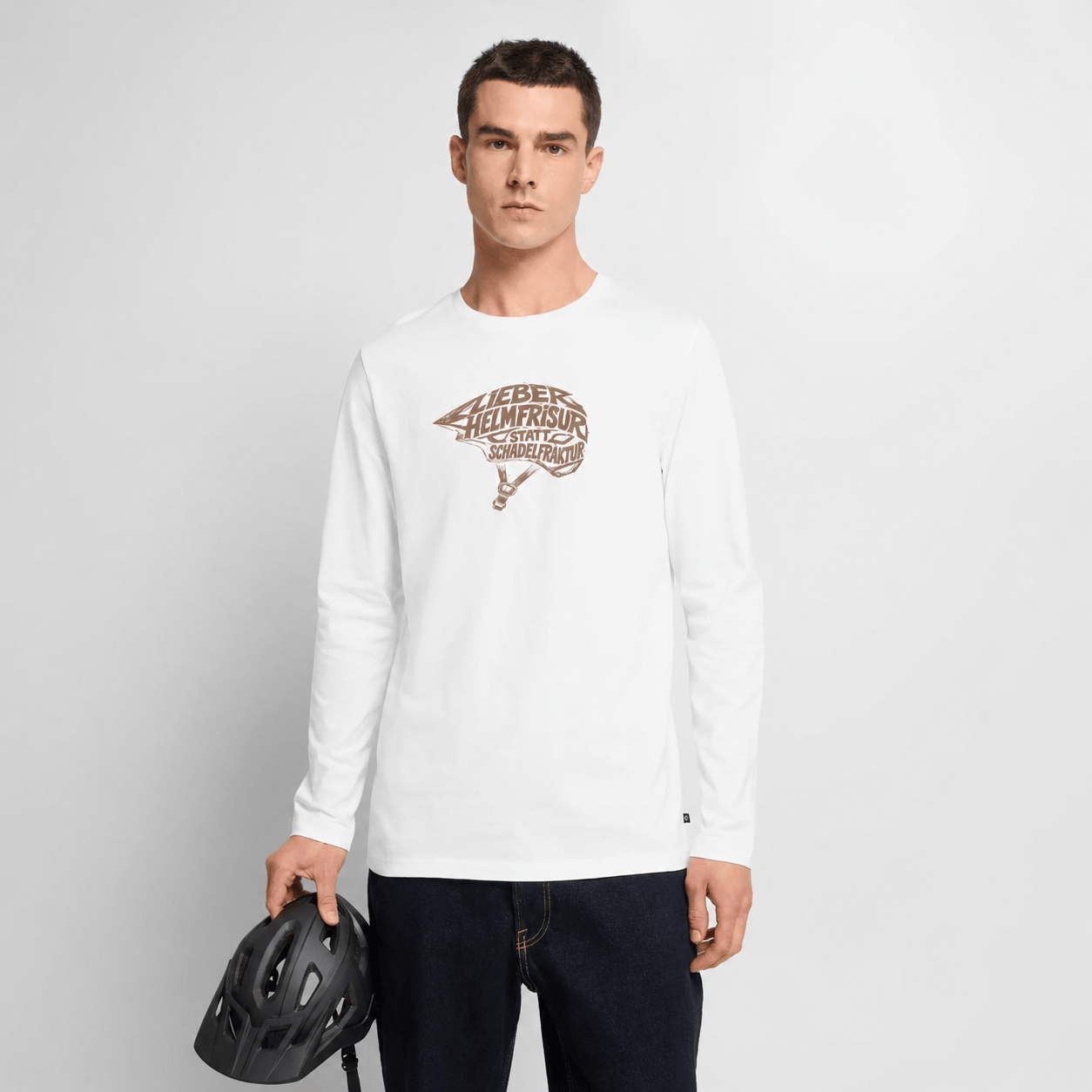 Spreadconnect Männer Premium Bio Langarmshirt Lieber Helmfrisur statt Schädelfraktur - Männer Premium Bio Langarmshirt E-Bike-Community