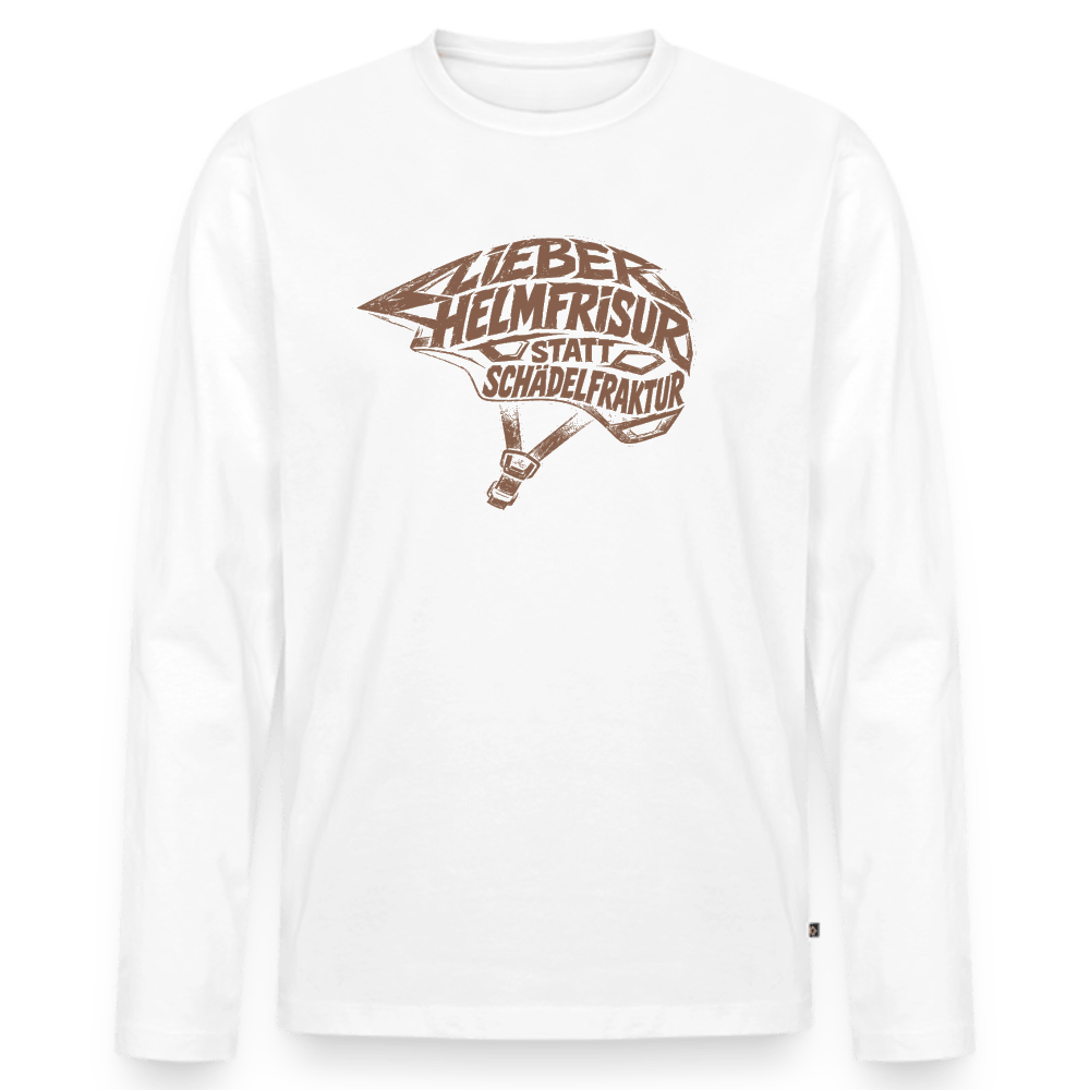 Spreadconnect Männer Premium Bio Langarmshirt Lieber Helmfrisur statt Schädelfraktur - Männer Premium Bio Langarmshirt E-Bike-Community