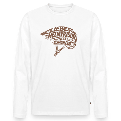 Spreadconnect Männer Premium Bio Langarmshirt Lieber Helmfrisur statt Schädelfraktur - Männer Premium Bio Langarmshirt E-Bike-Community