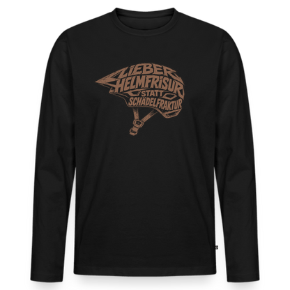 Spreadconnect Männer Premium Bio Langarmshirt Schwarz / XS Lieber Helmfrisur statt Schädelfraktur - Männer Premium Bio Langarmshirt E-Bike-Community