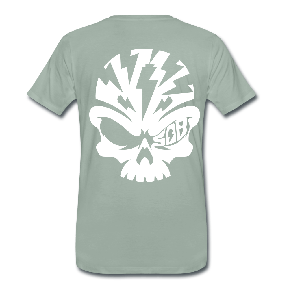 Spreadconnect Männer Premium T-Shirt | Spreadshirt 812 Graugrün / XS Skullhead - Flexfolie - Männer Premium T-Shirt E-Bike-Community