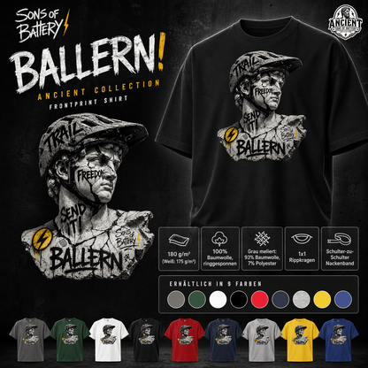 Spreadconnect Männer Workwear T-Shirt BALLERN! - ANCIENT - Männer Workwear T-Shirt E-Bike-Community