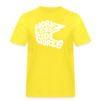 Spreadconnect Männer Workwear T-Shirt Gelb / S WORK LESS, RIDE MORE - Männer Workwear T-Shirt E-Bike-Community