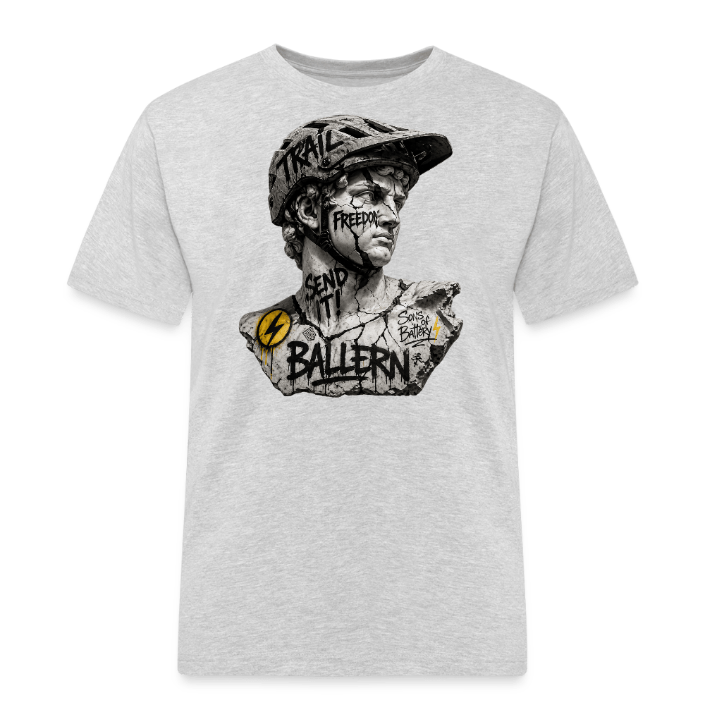 Spreadconnect Männer Workwear T-Shirt Grau meliert / S BALLERN! - ANCIENT - Männer Workwear T-Shirt E-Bike-Community