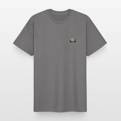 Spreadconnect Männer Workwear T-Shirt Grau / S Memories Made between Trails - Männer Workwear T-Shirt E-Bike-Community