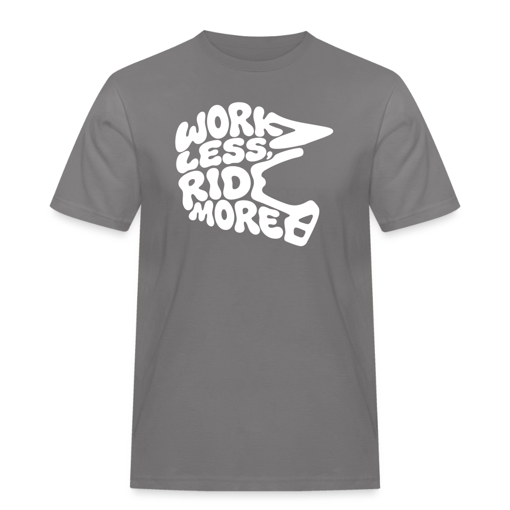 Spreadconnect Männer Workwear T-Shirt Grau / S WORK LESS, RIDE MORE - Männer Workwear T-Shirt E-Bike-Community
