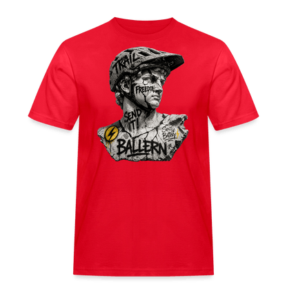 Spreadconnect Männer Workwear T-Shirt Rot / S BALLERN! - ANCIENT - Männer Workwear T-Shirt E-Bike-Community