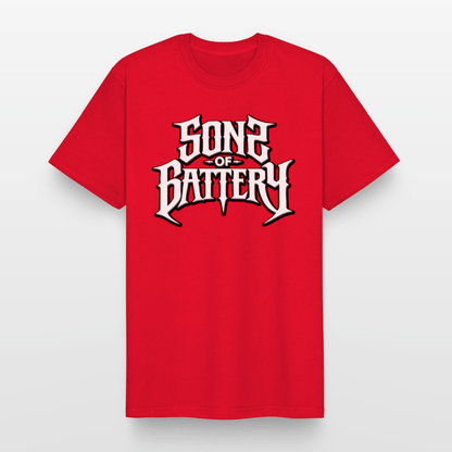 Spreadconnect Männer Workwear T-Shirt Rot / S Sons of Battery 2 - Russell Workwear T-Shirt E-Bike-Community