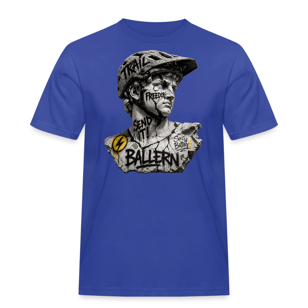 Spreadconnect Männer Workwear T-Shirt Royalblau / S BALLERN! - ANCIENT - Männer Workwear T-Shirt E-Bike-Community