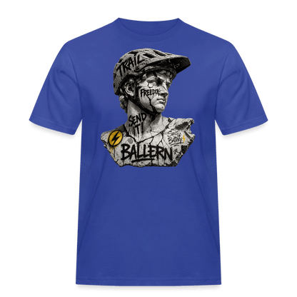 Spreadconnect Männer Workwear T-Shirt Royalblau / S BALLERN! - ANCIENT - Männer Workwear T-Shirt E-Bike-Community