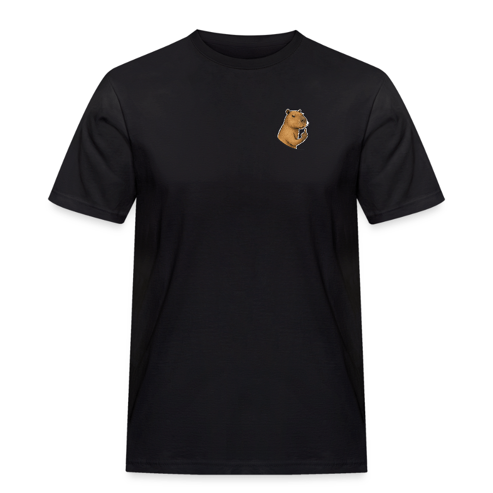 Spreadconnect Männer Workwear T-Shirt Schwarz / S Freches Capybara - Männer Workwear T-Shirt E-Bike-Community