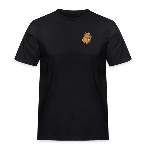 Spreadconnect Männer Workwear T-Shirt Schwarz / S Freches Capybara - Männer Workwear T-Shirt E-Bike-Community