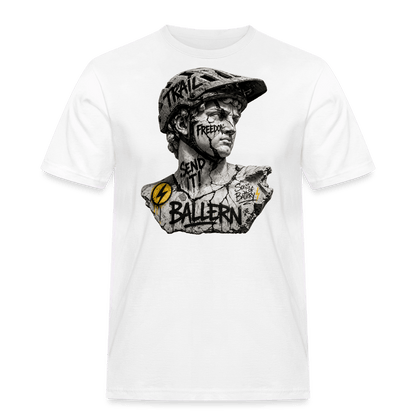Spreadconnect Männer Workwear T-Shirt Weiß / S BALLERN! - ANCIENT - Männer Workwear T-Shirt E-Bike-Community