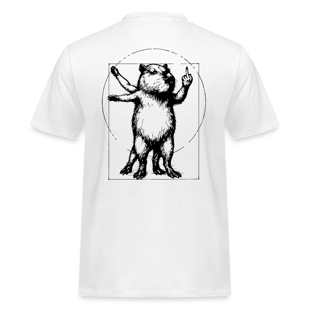 Spreadconnect Männer Workwear T-Shirt Weiß / S Das vitruvianische freche Capybara - Männer Workwear T-Shirt E-Bike-Community