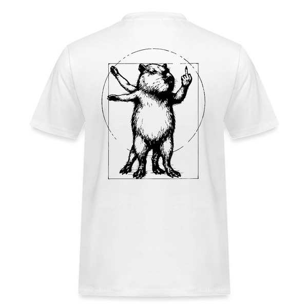 Spreadconnect Männer Workwear T-Shirt Weiß / S Das vitruvianische freche Capybara - Männer Workwear T-Shirt E-Bike-Community