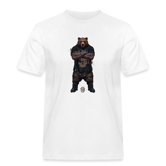 Spreadconnect Männer Workwear T-Shirt Weiß / S Flex Bear - Männer Workwear T-Shirt E-Bike-Community