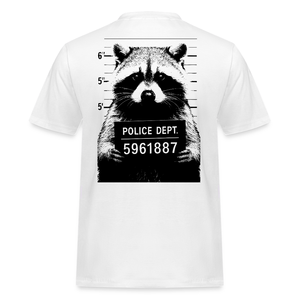 Spreadconnect Männer Workwear T-Shirt Weiß / S Freches Capybara - Gegner Waschbär - Männer Workwear T-Shirt E-Bike-Community