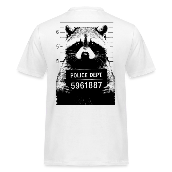 Spreadconnect Männer Workwear T-Shirt Weiß / S Freches Capybara - Gegner Waschbär - Männer Workwear T-Shirt E-Bike-Community