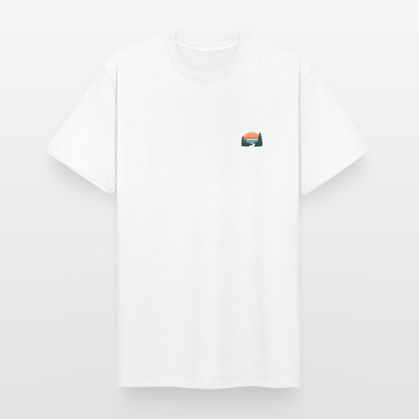 Spreadconnect Männer Workwear T-Shirt Weiß / S Memories Made between Trails - Männer Workwear T-Shirt E-Bike-Community