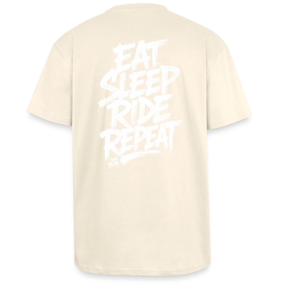 Spreadconnect Oversized Heavyweight Unisex T-Shirt Creme / XS EAT SLEEP RIDE REPEAT - Oversized Heavyweight Unisex T-Shirt E-Bike-Community