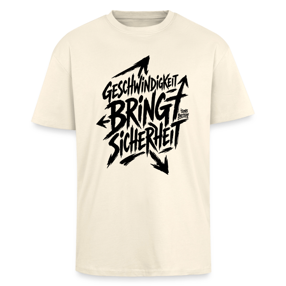Spreadconnect Oversized Heavyweight Unisex T-Shirt Creme / XS Geschwindigkeit bringt Sicherheit - Oversized Heavyweight Unisex T-Shirt E-Bike-Community