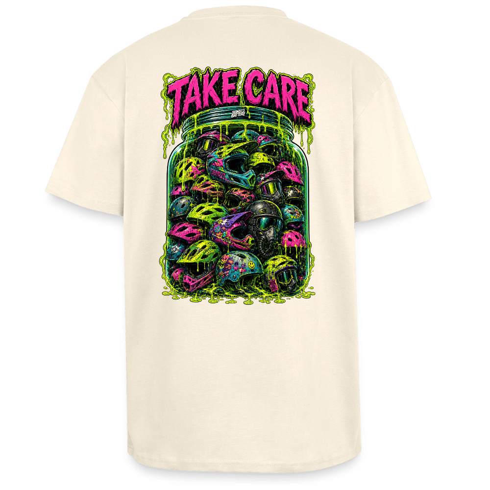Spreadconnect Oversized Heavyweight Unisex T-Shirt Creme / XS TAKE CARE - Oversized Heavyweight Unisex T-Shirt E-Bike-Community