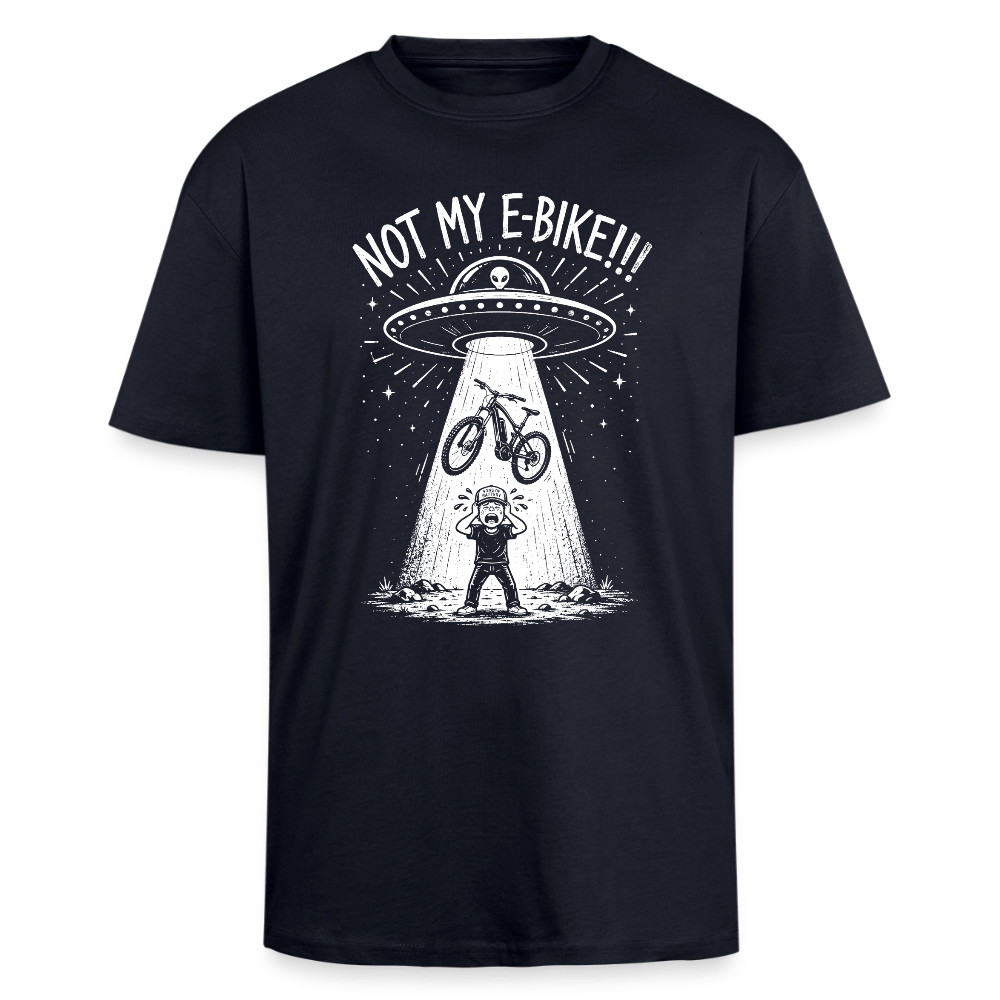 Spreadconnect Oversized Heavyweight Unisex T-Shirt French Navy / XS ALIENS STOLE MY E-BIKE - Oversized Heavyweight Unisex T-Shirt E-Bike-Community