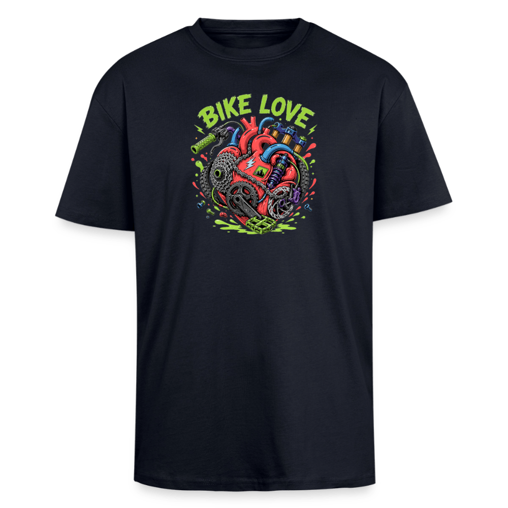 Spreadconnect Oversized Heavyweight Unisex T-Shirt French Navy / XS BIKE LOVE - Oversized Heavyweight Unisex T-Shirt E-Bike-Community