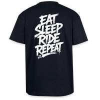 Spreadconnect Oversized Heavyweight Unisex T-Shirt French Navy / XS EAT SLEEP RIDE REPEAT - Oversized Heavyweight Unisex T-Shirt E-Bike-Community