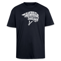 Spreadconnect Oversized Heavyweight Unisex T-Shirt French Navy / XS Lieber Helmfrisur statt Schädelfraktur - WEISSES MOTIV -Oversized Heavyweight Unisex T-Shirt E-Bike-Community