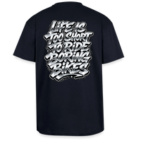 Spreadconnect Oversized Heavyweight Unisex T-Shirt French Navy / XS LIFE IS TOO SHORT TO RIDE BORING BIKES - Oversized Heavyweight Unisex T-Shirt E-Bike-Community