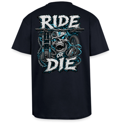 Spreadconnect Oversized Heavyweight Unisex T-Shirt French Navy / XS RIDE OR DIE - SKULL - BYB Oversized Heavyweight Unisex T-Shirt E-Bike-Community