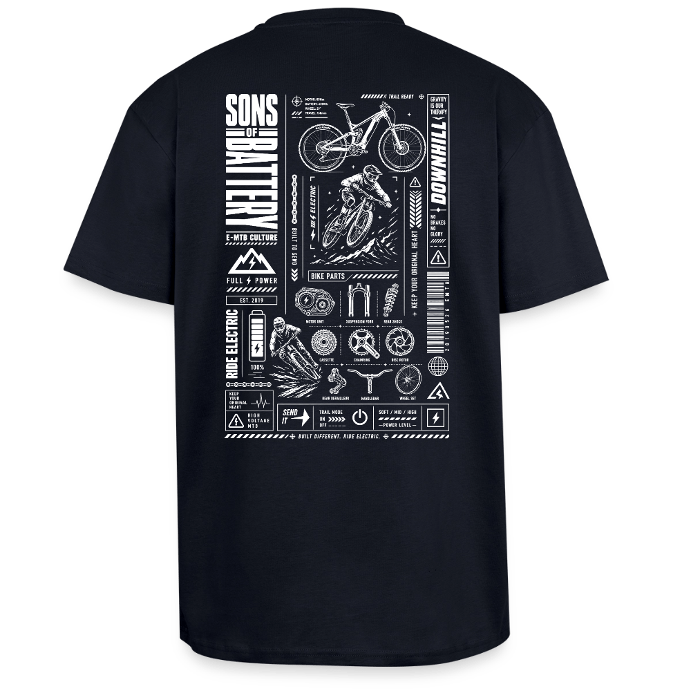Spreadconnect Oversized Heavyweight Unisex T-Shirt French Navy / XS SONS OF BATTERY - FULL POWER - Oversized Heavyweight Unisex T-Shirt E-Bike-Community