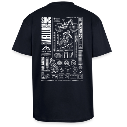 Spreadconnect Oversized Heavyweight Unisex T-Shirt French Navy / XS SONS OF BATTERY - FULL POWER - Oversized Heavyweight Unisex T-Shirt E-Bike-Community