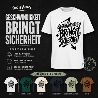 Spreadconnect Oversized Heavyweight Unisex T-Shirt Geschwindigkeit bringt Sicherheit - Oversized Heavyweight Unisex T-Shirt E-Bike-Community